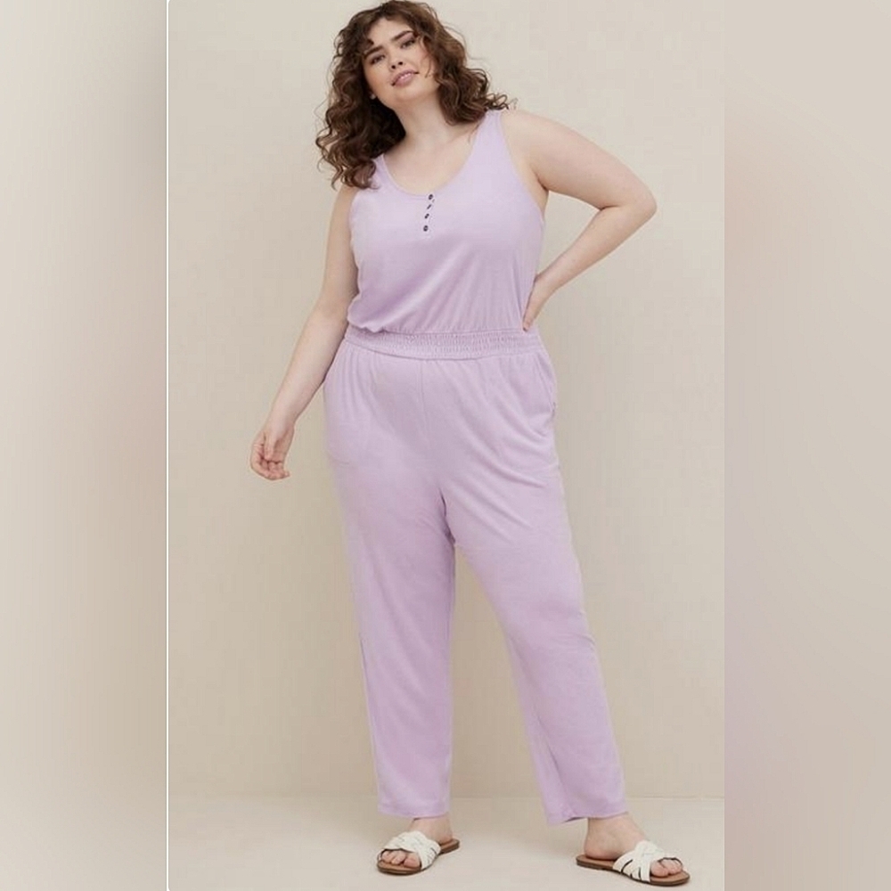 NWOT Torrid Henley Jumpsuit Cover Up Terry Lilac Size 3X / 22-24